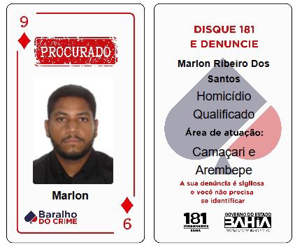 Capa: Acusados de assassinar nutricionista em Camaçari entram no Baralho do Crime da SSP-BA