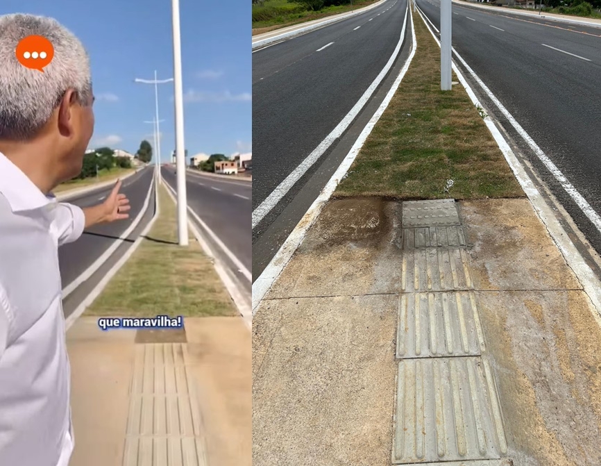 Capa: Seinfra explica vídeo onde Jerônimo Rodrigues mostra piso tátil incompleto que induz cegos ao erro